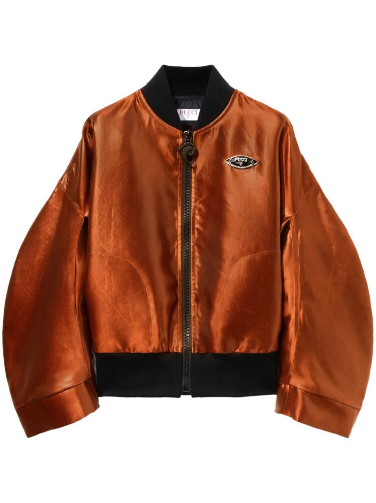 PUCCI logo-plaque bomber jacket - Orange Cover