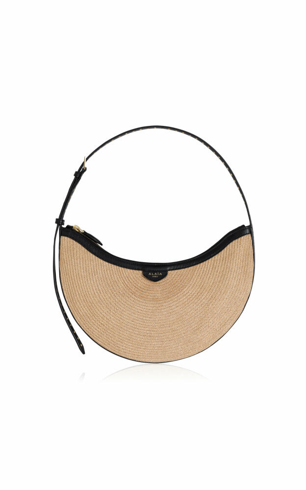 ALAA - One Piece Demi Leather-Trimmed Raffia Shoulder Bag - Neutral Cover