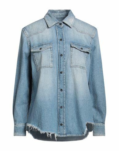 7 For All Mankind Woman Denim shirt Blue Cotton Cover