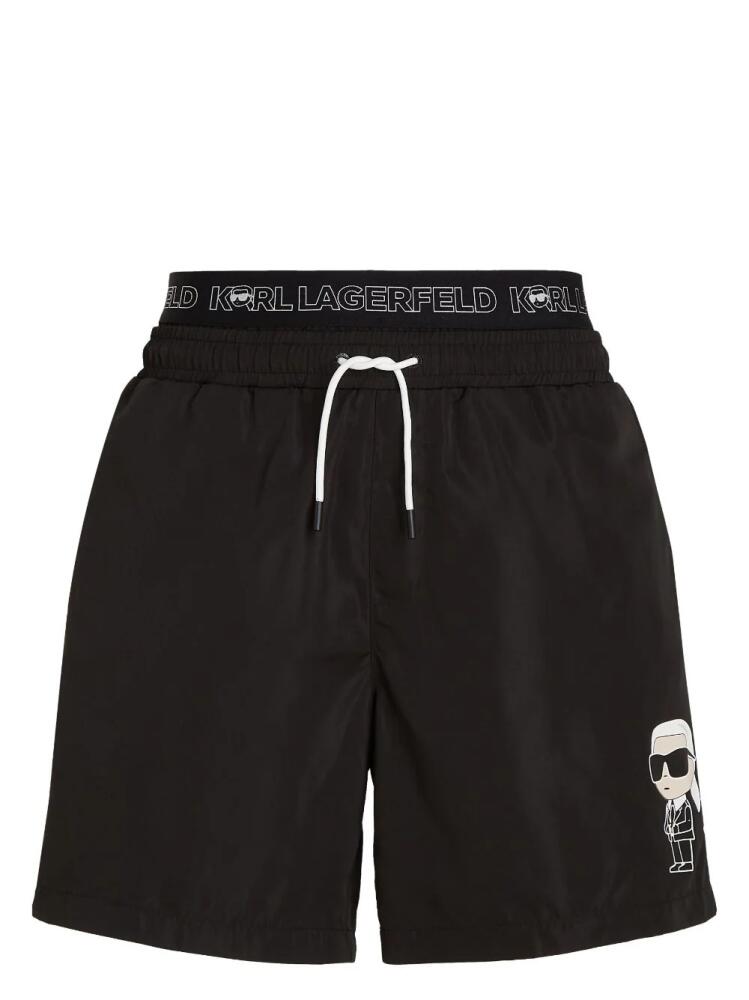 Karl Lagerfeld Ikonik double-waistband swim shorts - Black Cover