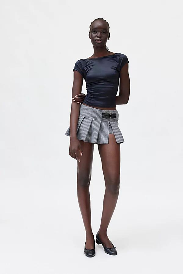 Urban Outfitters UO Pleated Kilt Micro Mini Skort in Grey Cover