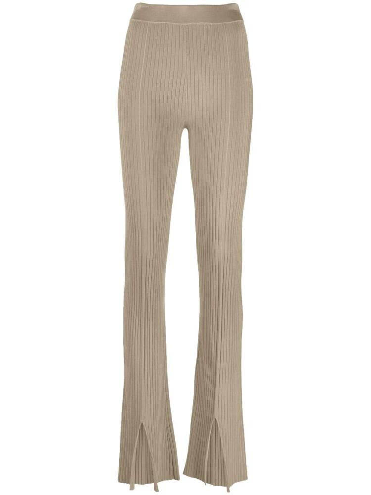 Nanushka slit-front ribbed slim trousers - Neutrals Cover