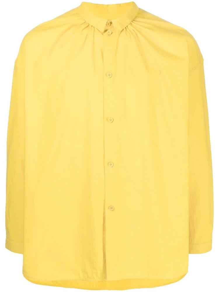 Toogood gathered long-sleeve linen shirt - Yellow Cover