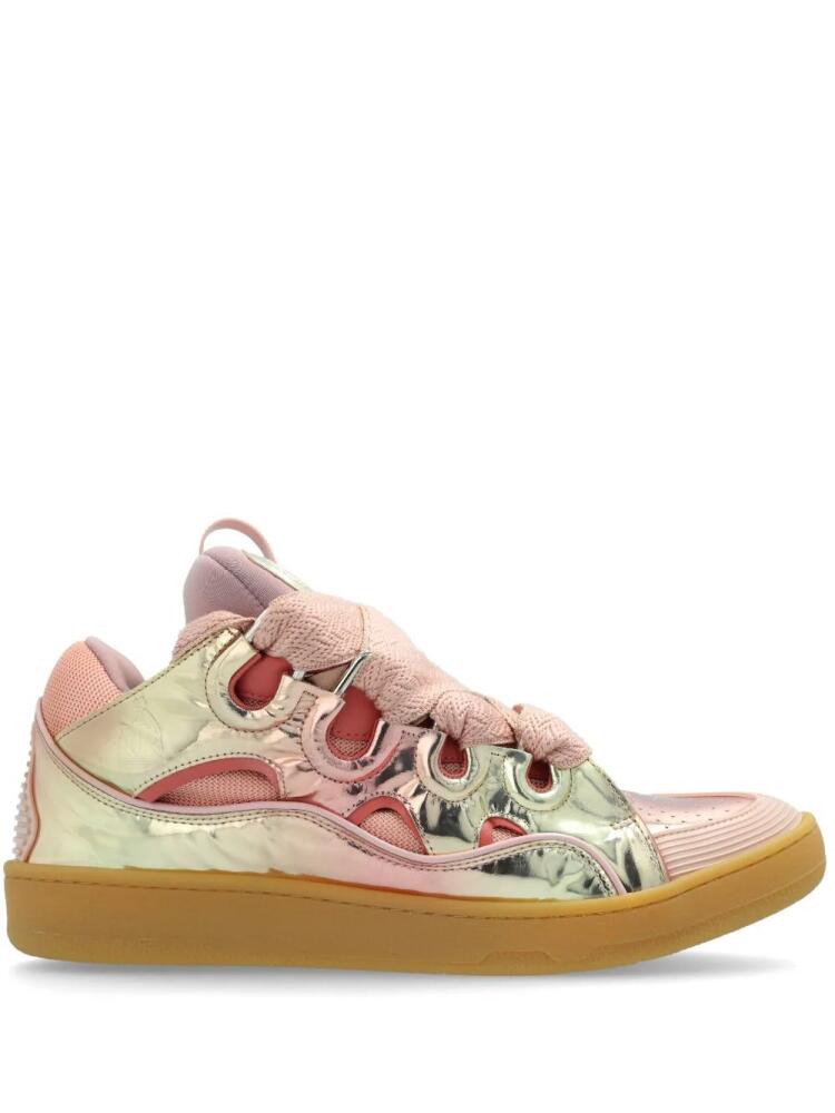 Lanvin Curb metallic leather sneakers - Pink Cover