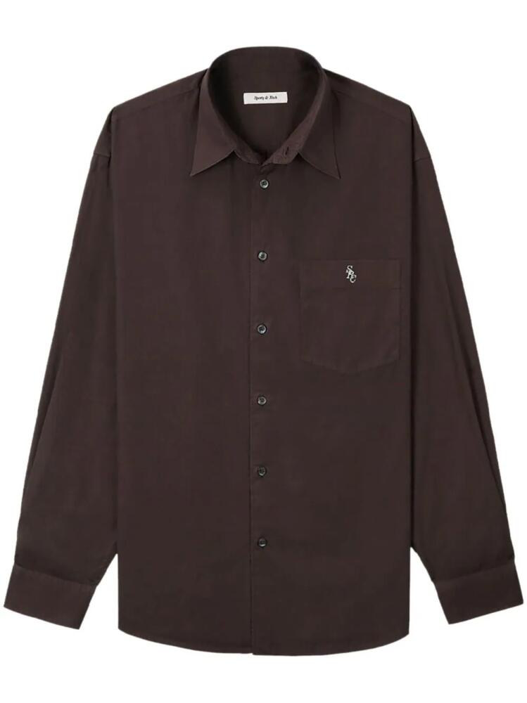 Sporty & Rich embroidered-logo cotton shirt - Brown Cover