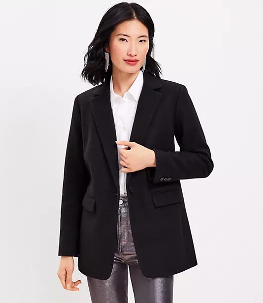 Loft Petite Brushed Herringbone Long Modern Blazer Cover