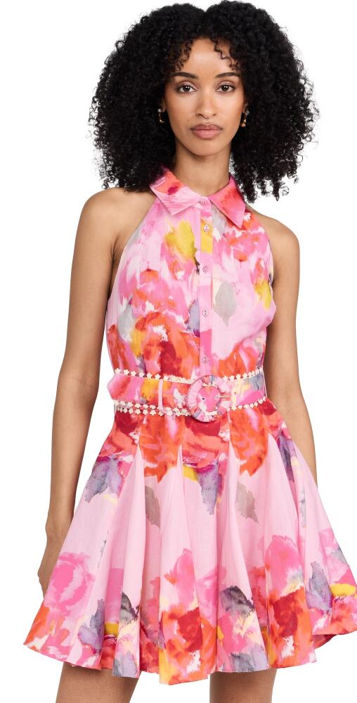 Hemant and Nandita Short Dress With Buckle Belt Pink Floral Cover