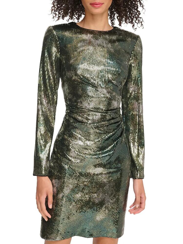 Vince Camuto Women's Sequin Mini Sheath Dress - Olive Cover