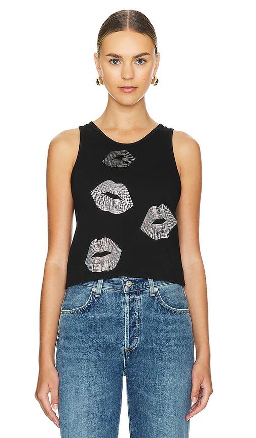 Lauren Moshi Luciana Cystal Multi Lips Fitted Tank in Black Cover