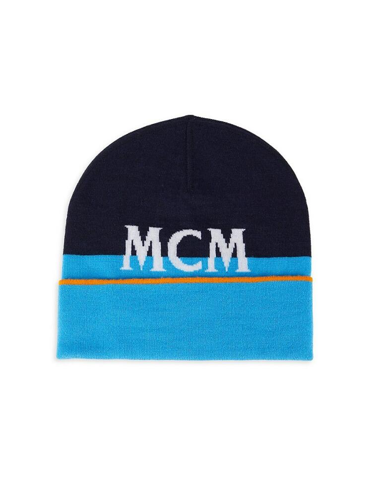 MCM Men's Logo Merino Wool Beanie - Blue Cover