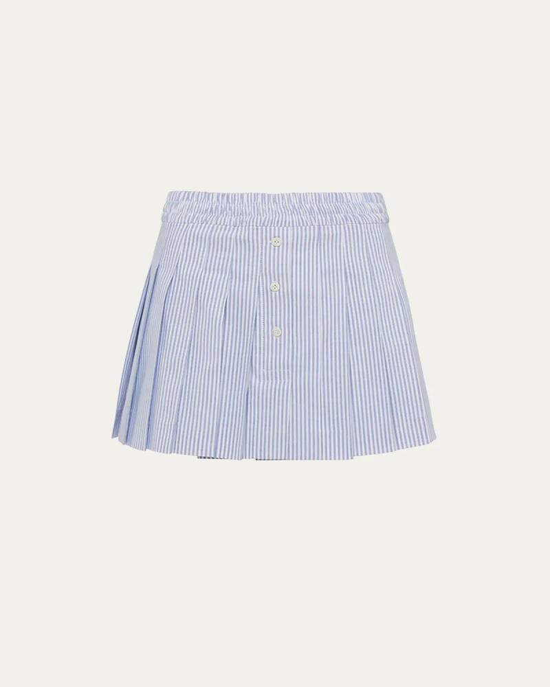 Prada Stripe Oxford Pleated Mini Skirt Cover