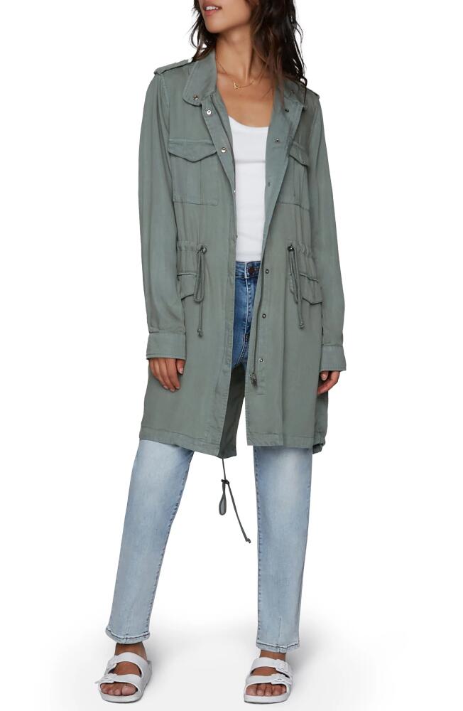 Wash Lab Denim Road Trim Split Hem Zip-Up Jacket in Army Green Cover