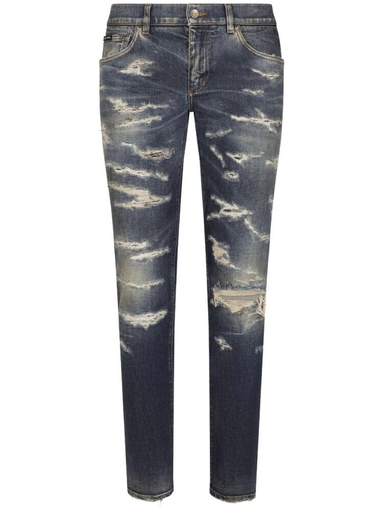 Dolce & Gabbana ripped-detailing skinny jeans - Blue Cover