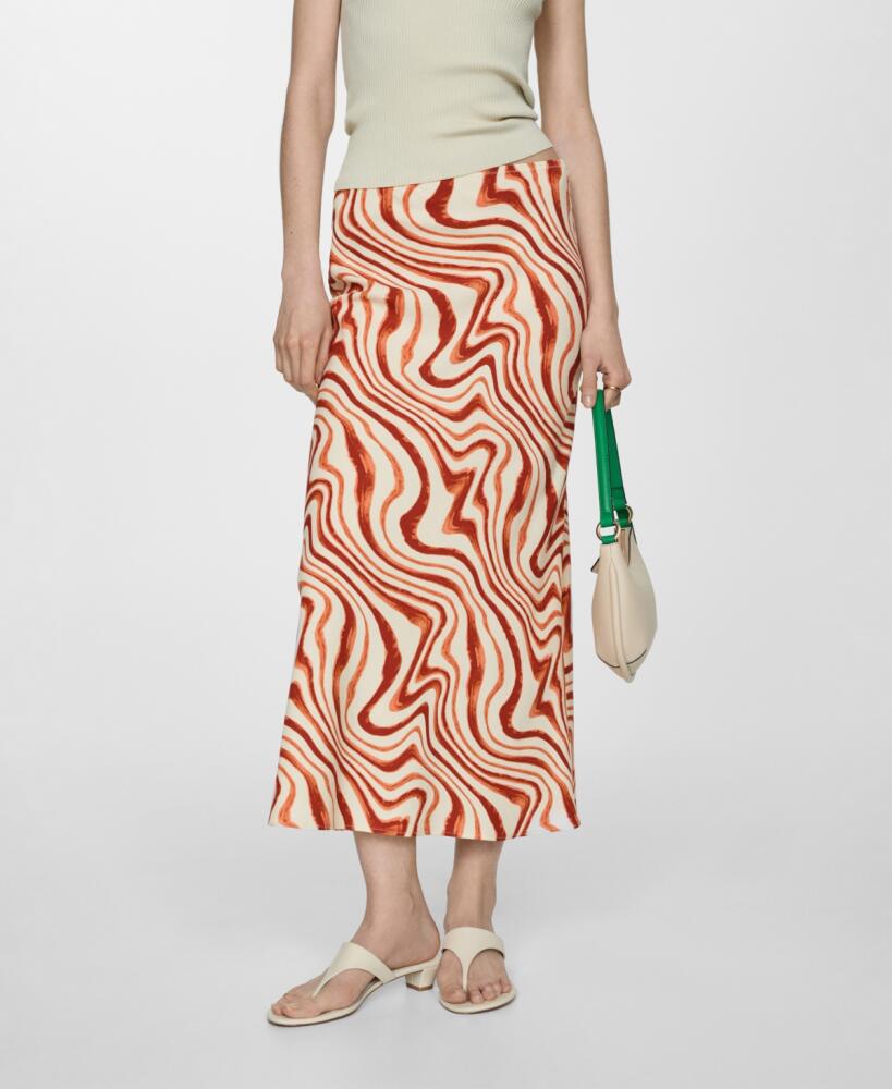 Mango Women's Printed Long Skirt - Russet Cover