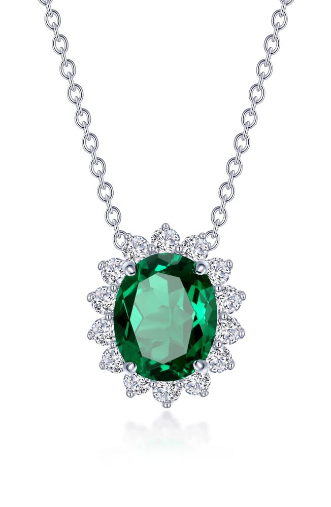 Lafonn Simulated Diamond Halo Pendant Necklace in Green Cover