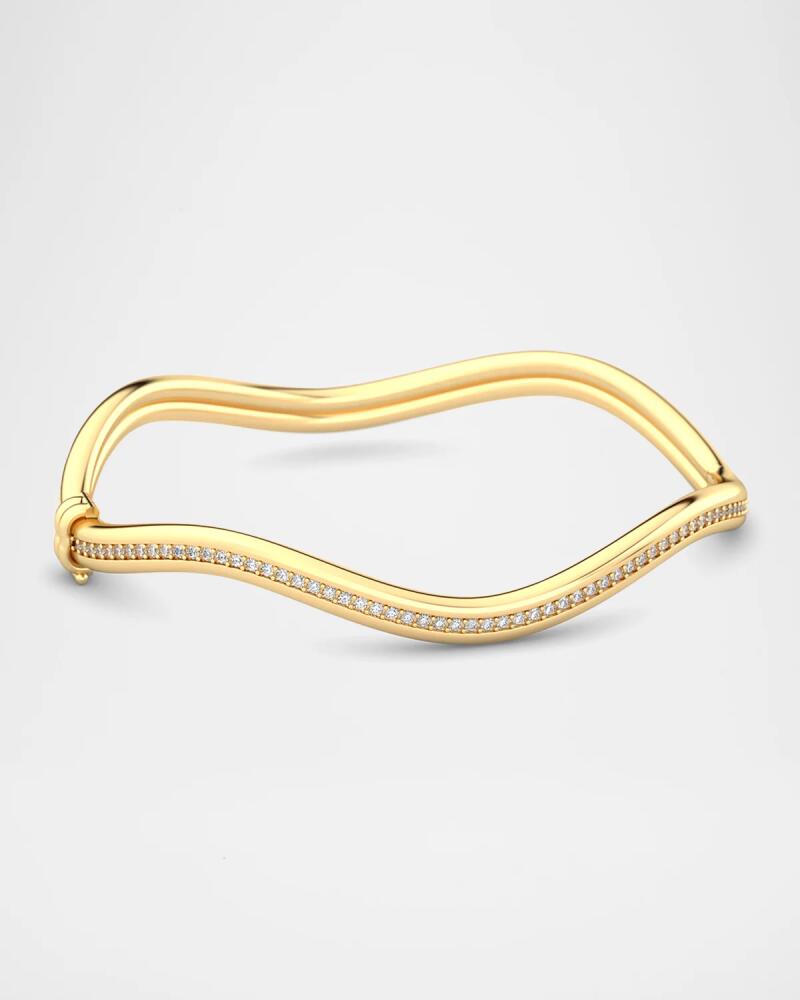 Jamie Turner 18K Gold Hinged Curve Bangle with Diamonds Cover