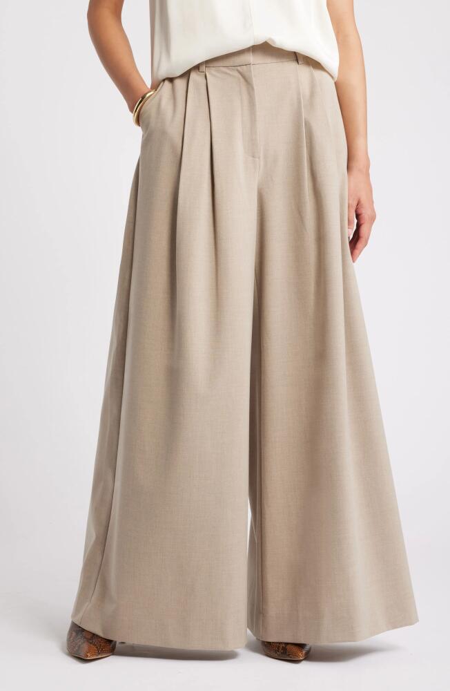 Nordstrom Pleated Wide Leg Pants in Tan Doeskin Heather Cover