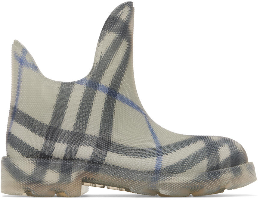 Burberry Gray Check Rubber Marsh Low Rain Boots Cover