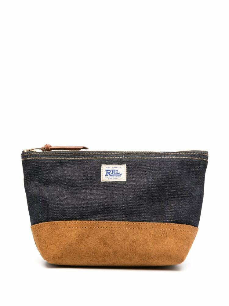 Ralph Lauren RRL logo-patch two-tone design wash bag - Blue Cover