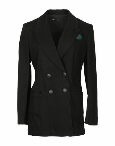 Emporio Armani Woman Overcoat & Trench Coat Black Cotton, Elastane Cover