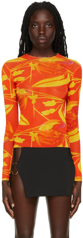 Louisa Ballou Orange Printed Long Sleeve T-Shirt Cover