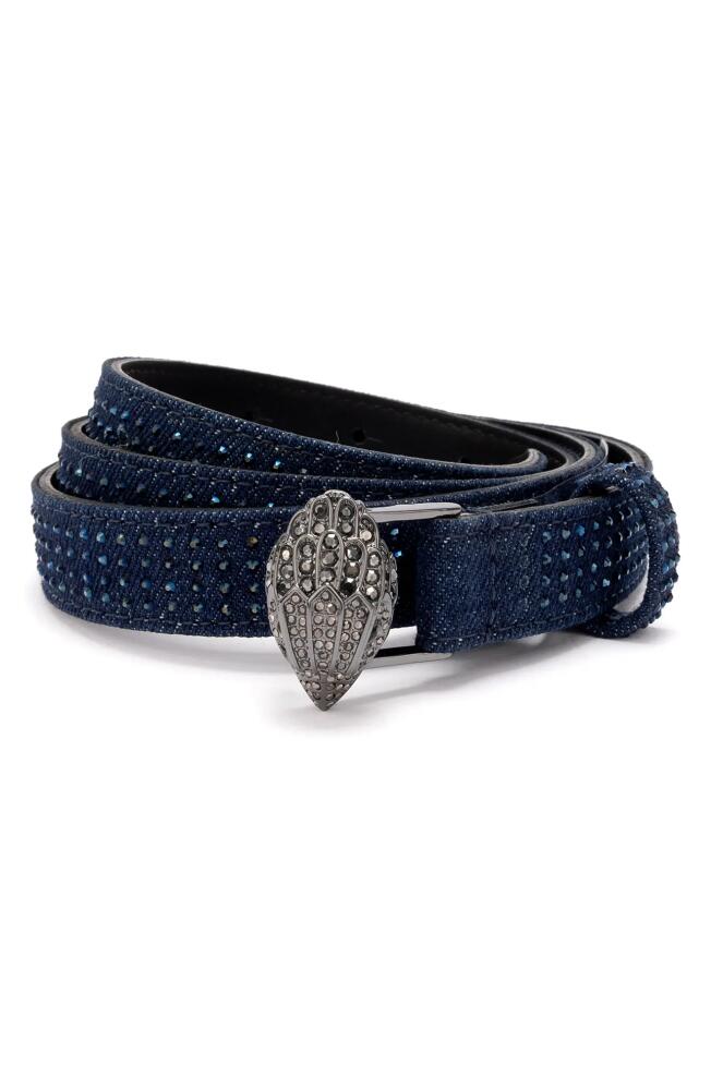 Kurt Geiger London Embellished Denim Belt in Navy/Shiny Rhodium Cover