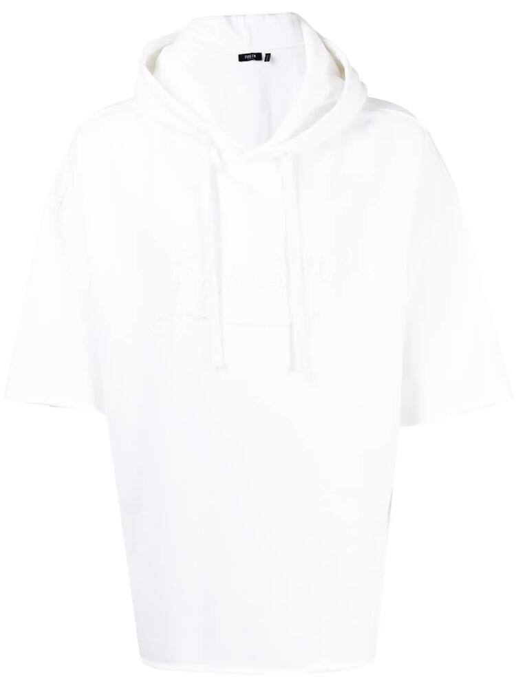 FIVE CM embroidered-logo short-sleeve hoodie - White Cover