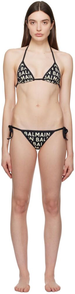 Balmain Black & Off-White Print Bikini Cover