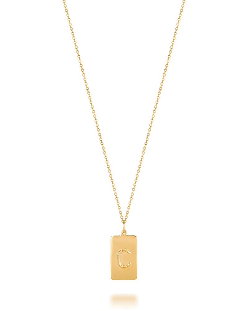 Sarah Chloe Kari 14K Gold Dog Tag Initial Medallion Necklace Cover