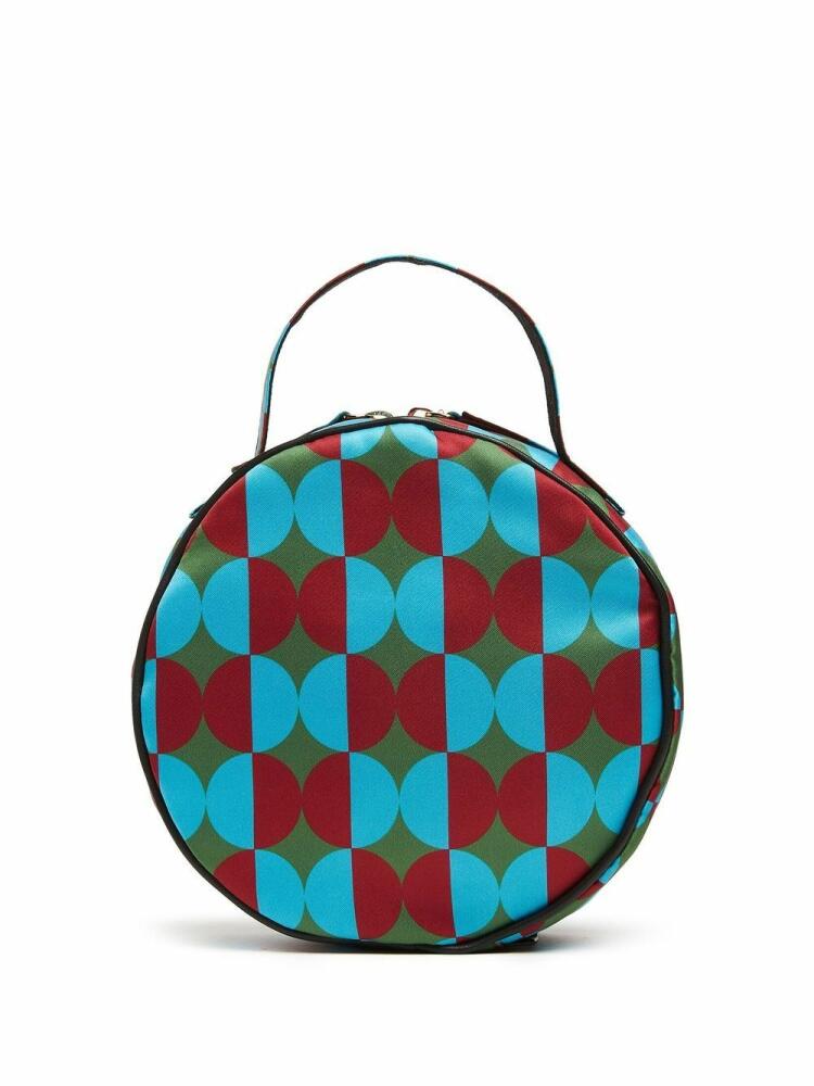 La DoubleJ geometric print round clutch - Green Cover