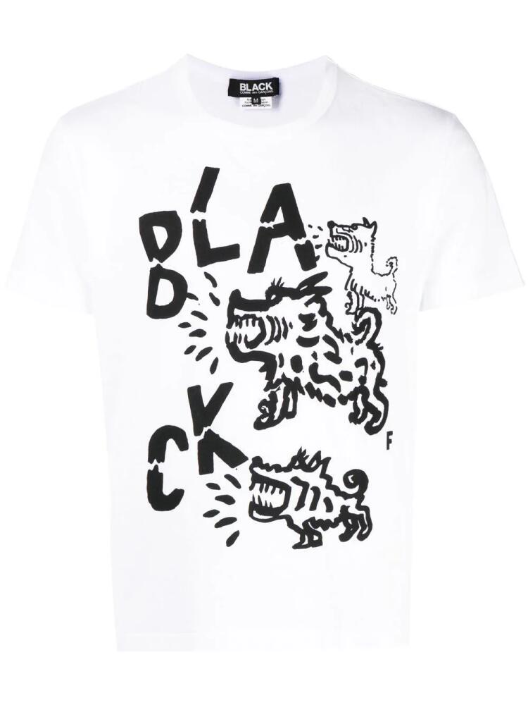 Black Comme Des Garçons logo-print short-sleeve T-shirt - White Cover