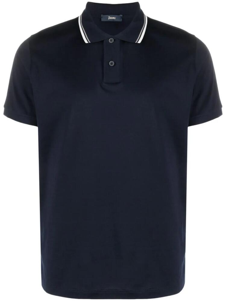 Herno contrast trim polo shirt - Blue Cover