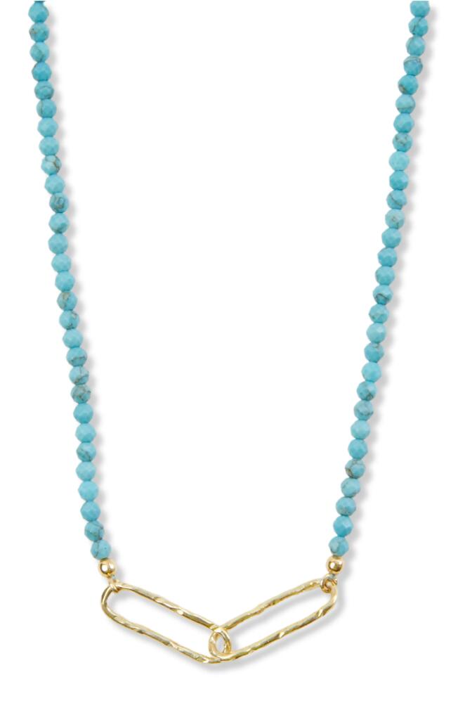 Argento Vivo Sterling Silver Beaded Turquoise Link Pendant Necklace in Gold/Teal Cover