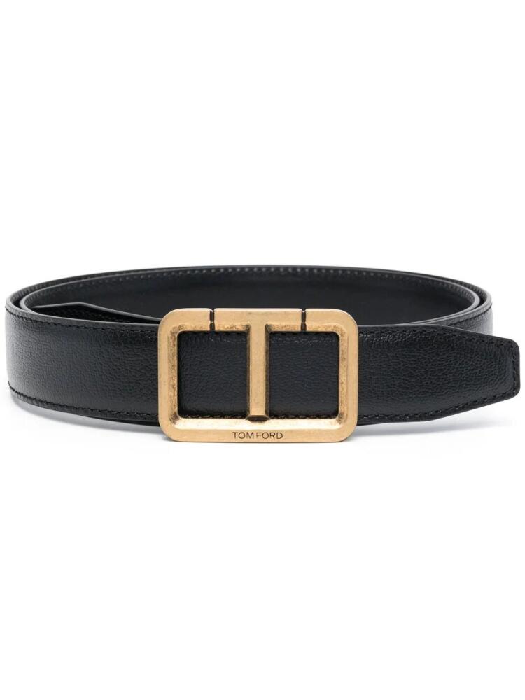 TOM FORD logo-buckle leather belt - Black Cover