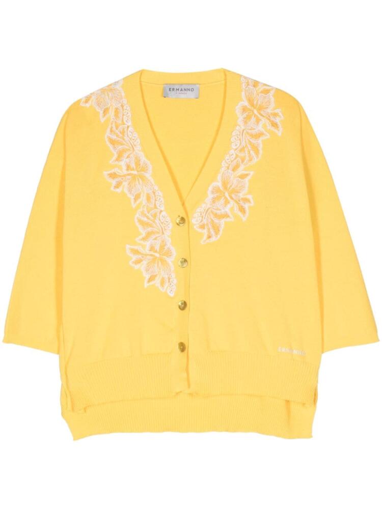 ERMANNO FIRENZE floral-embroidered knitted cardigan - Yellow Cover