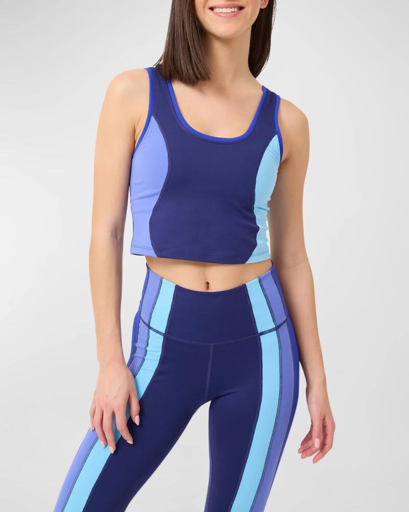 Terez TLC Princess Seam Colorblock Crop Top in Blues Cover