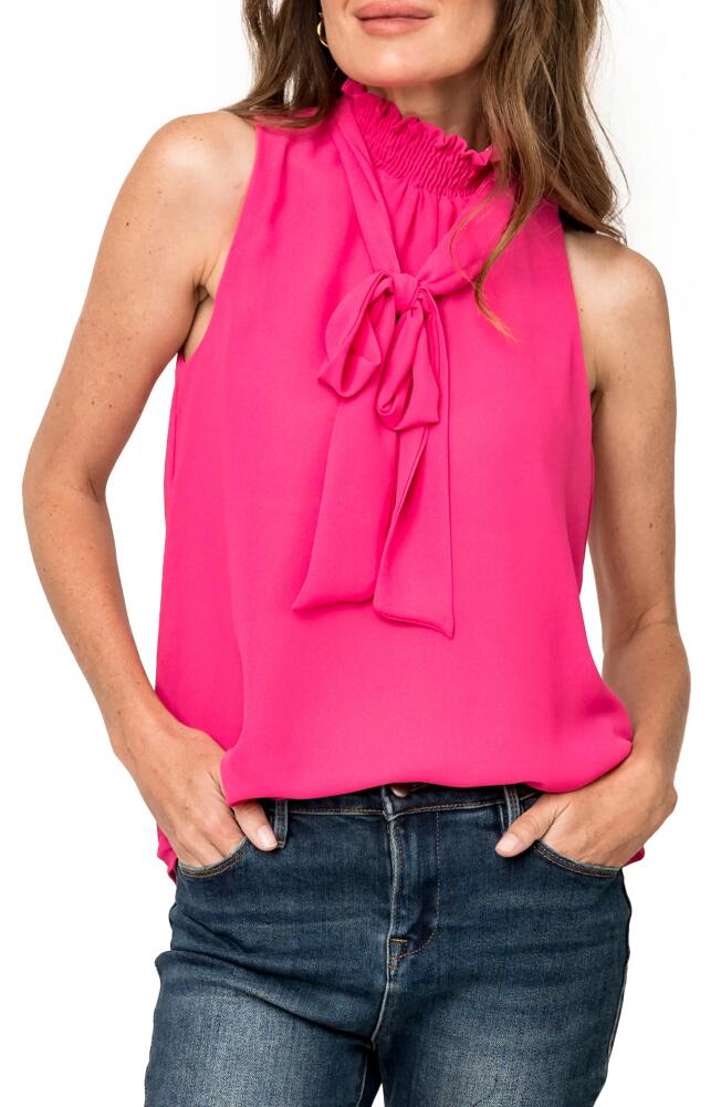 GIBSONLOOK Sleeveless Smocked Neck Blouse in Hot Pink Cover