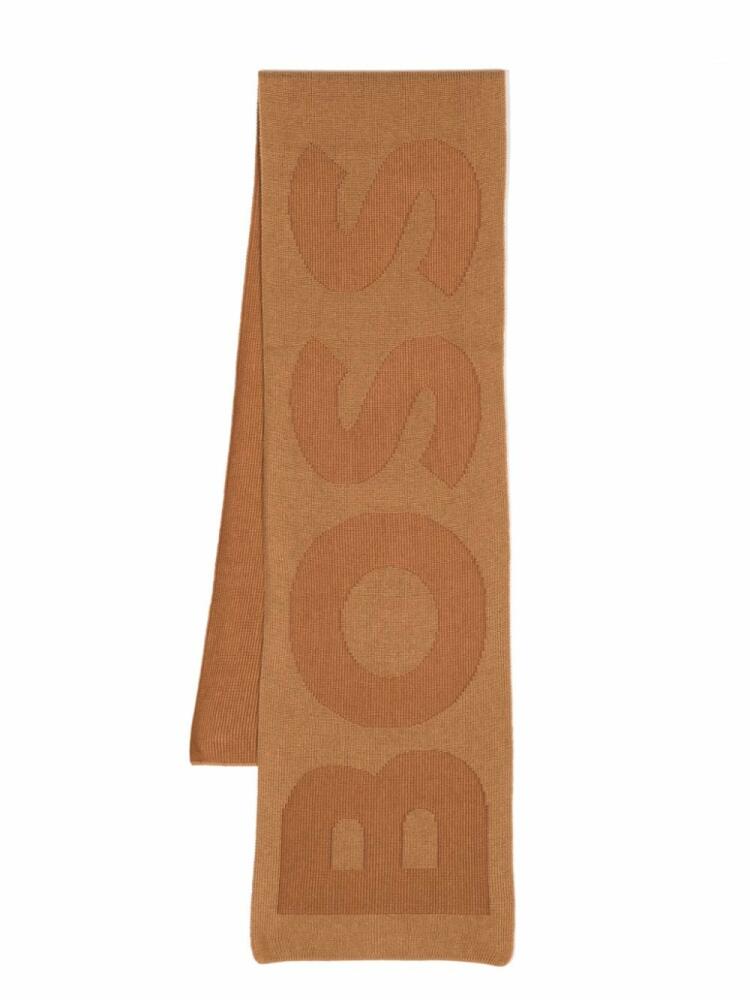 BOSS intarsia-knit logo scarf - Brown Cover