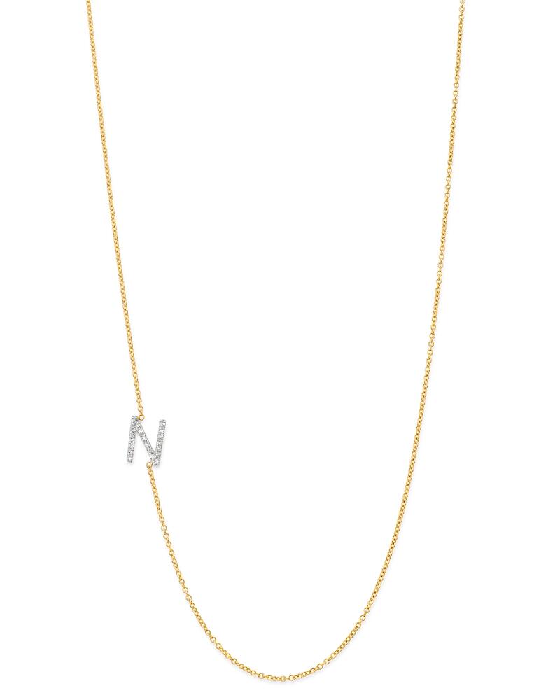 Zoe Lev 14K Yellow Gold Diamond Asymmetric Initial Necklace, 18 Cover