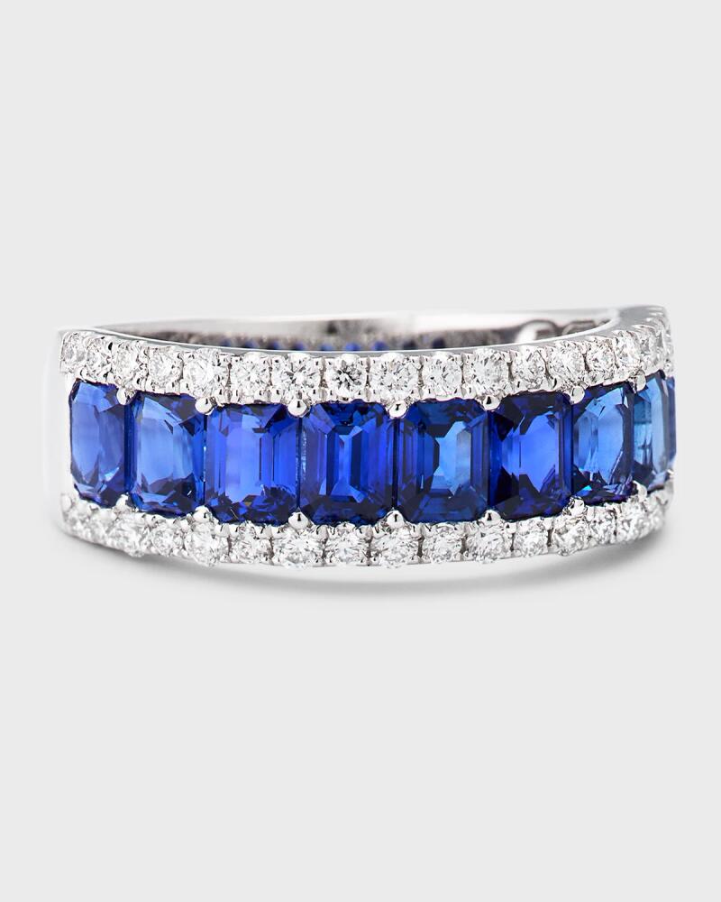 David Kord 18K White Gold Ring with Blue Sapphires and Diamonds, Size 6.5 Cover