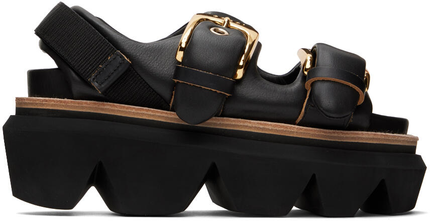 sacai Black Pin-Buckle Sandals Cover