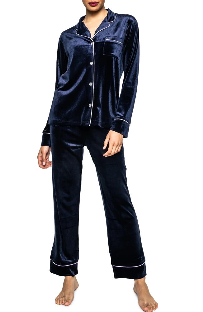 Petite Plume Women's Velour Pajamas in Navy Cover