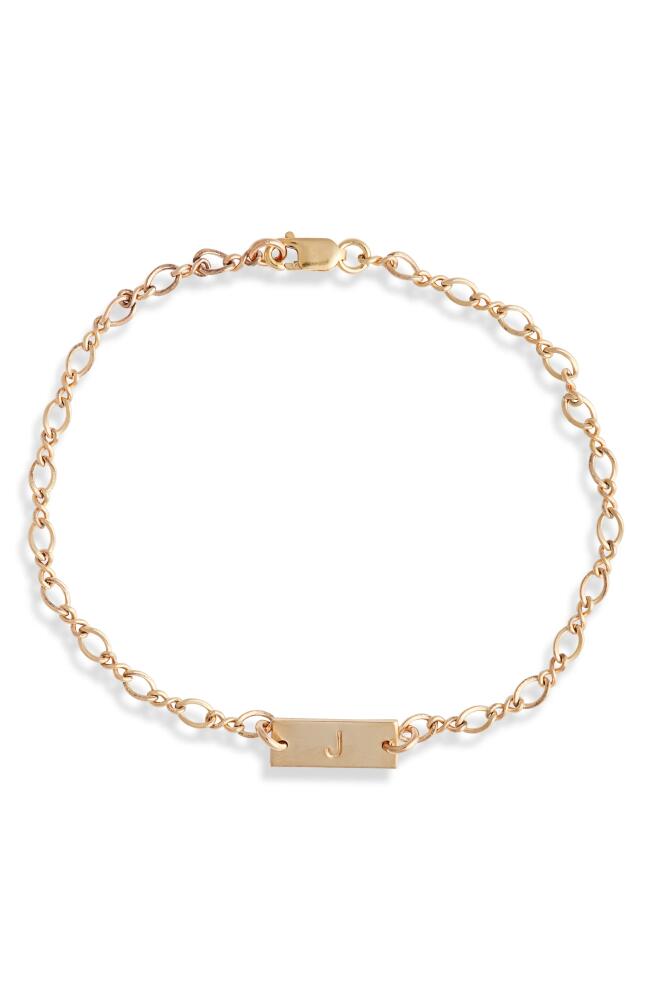 Nashelle Hadley Initial Bar Bracelet in Yellow Gold Fill - J Cover