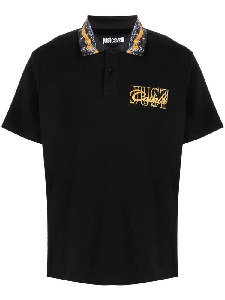 Just Cavalli logo-print cotton polo shirt - Black Cover