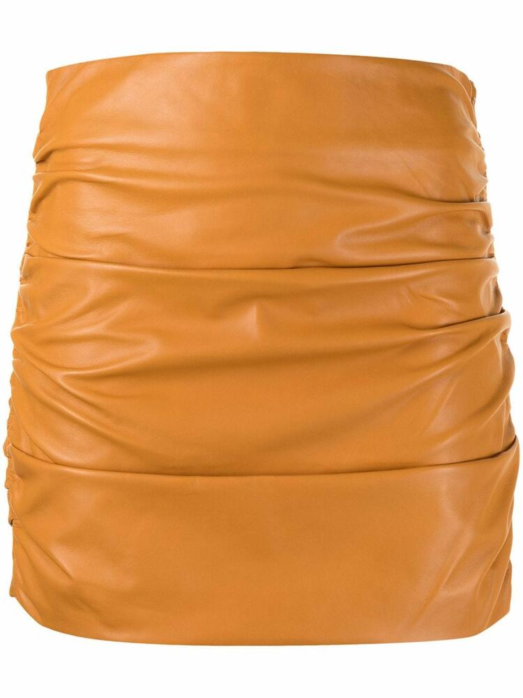 Michelle Mason ruched leather mini skirt - Orange Cover