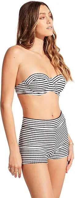 Seafolly Sorrento Stripe Bustier Bra (Black) Women's Swimwear Cover