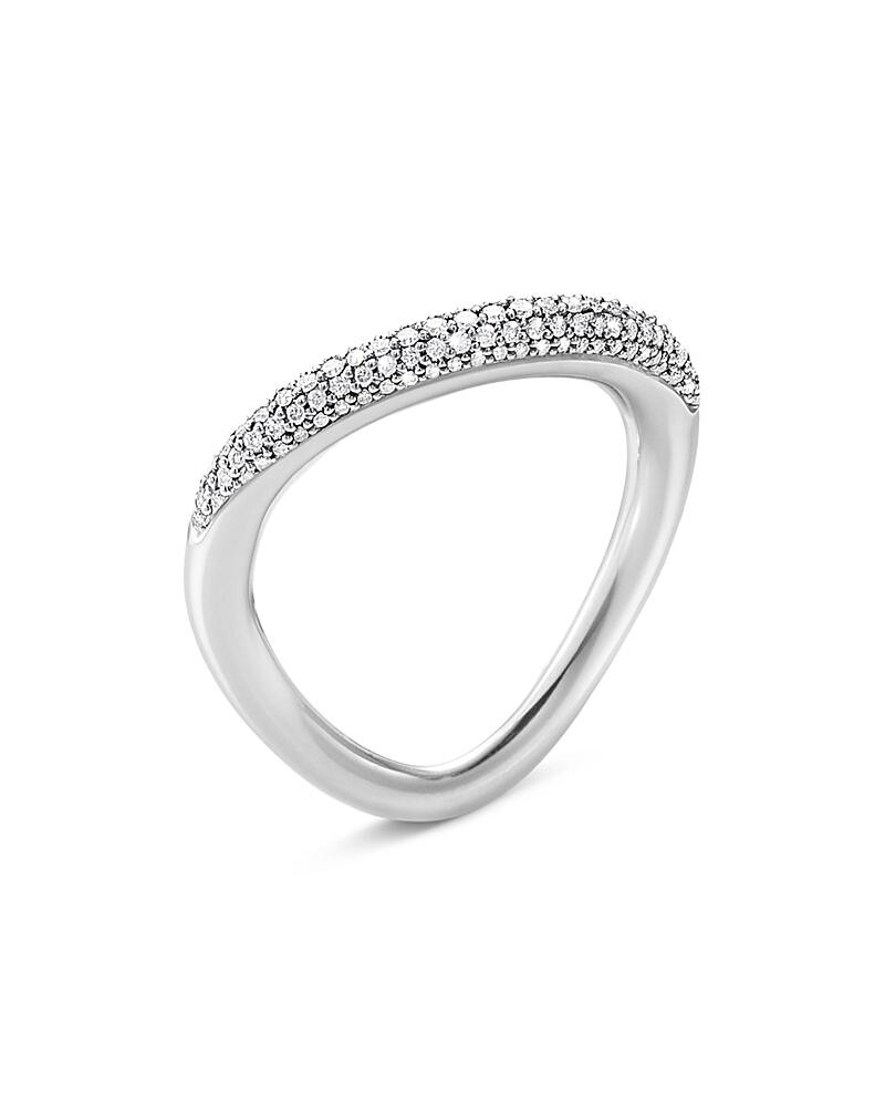 Georg Jensen Sterling Silver Offspring Diamond Pave Wavy Ring Cover