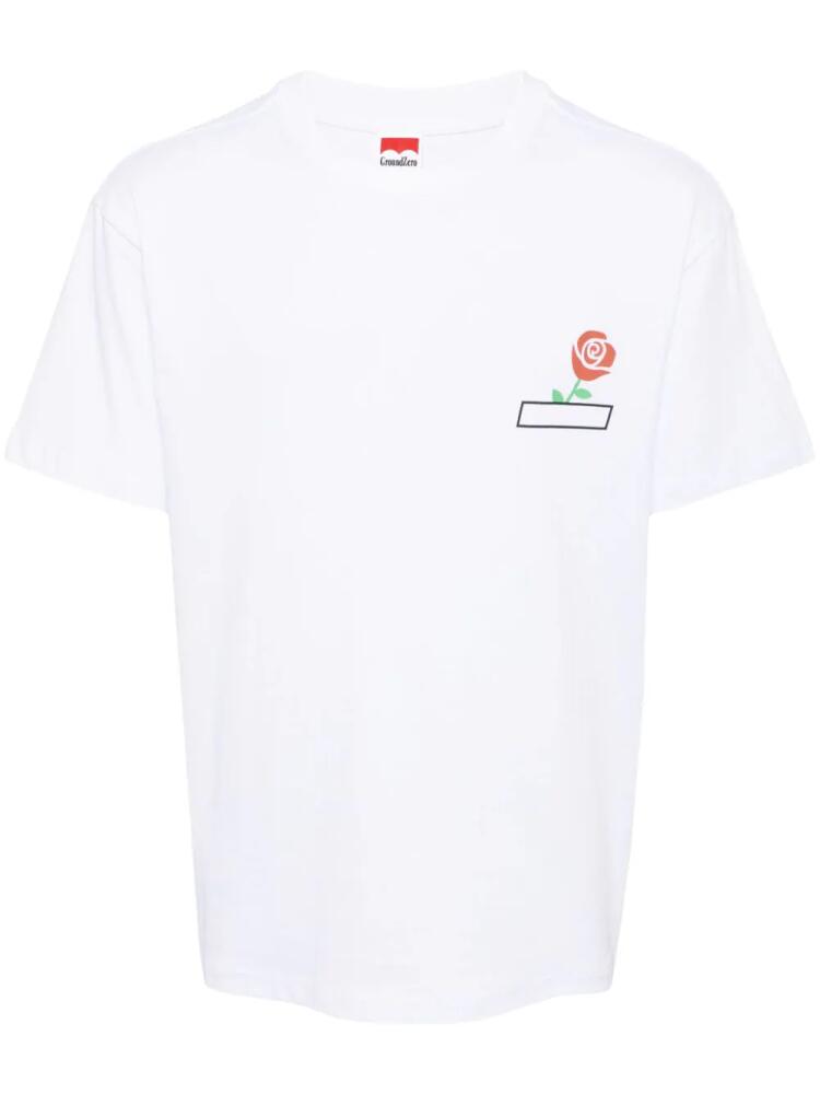 Ground Zero floral logo-print cotton T-shirt - White Cover