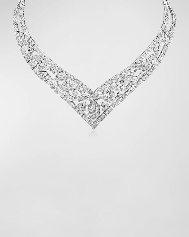 Andreoli 18K White Gold Diamond Pointed Collar Necklace Cover