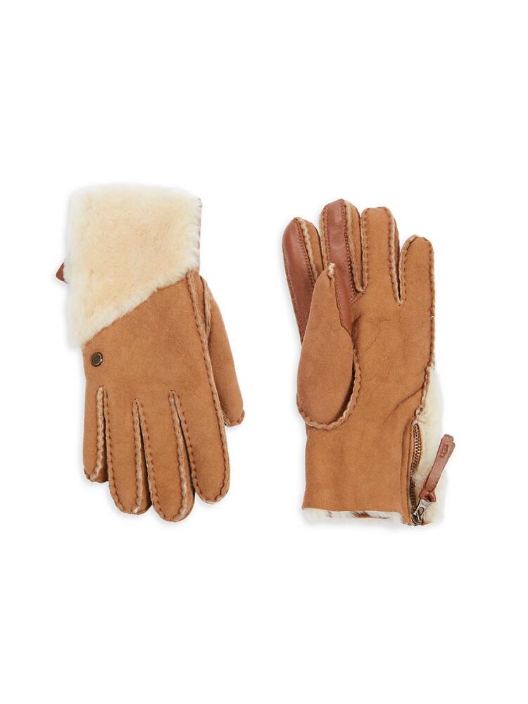 UGG Women's Shearling & Leather Gloves - Chestnut Cover